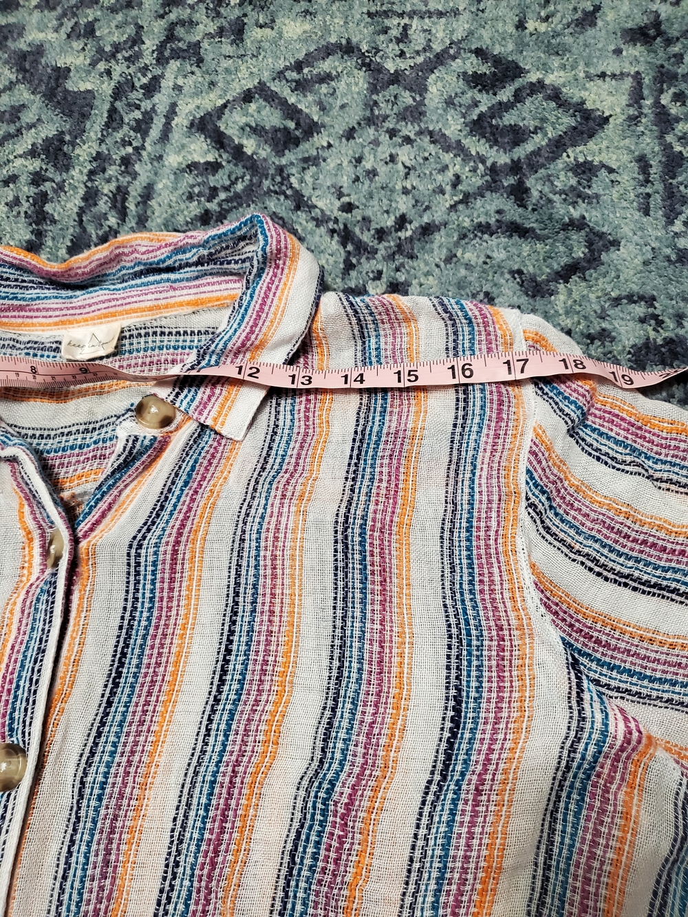 Keep In Touch Striped Button-Front Tunic Dress in Multicolor - Picture 4 of 9